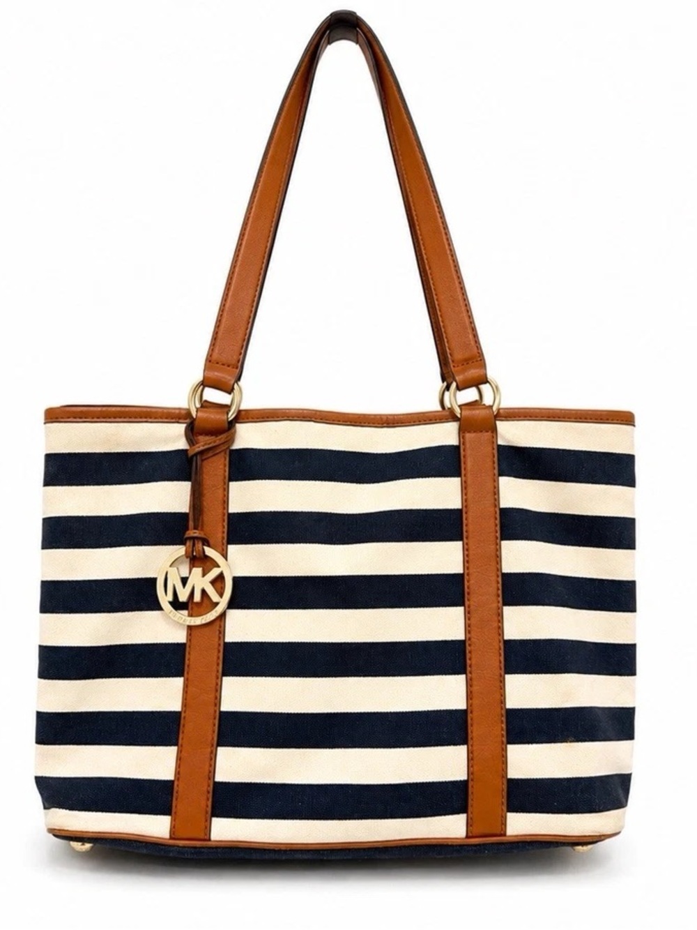 Michael Kors Navy & Cream Striped Canvas Tote